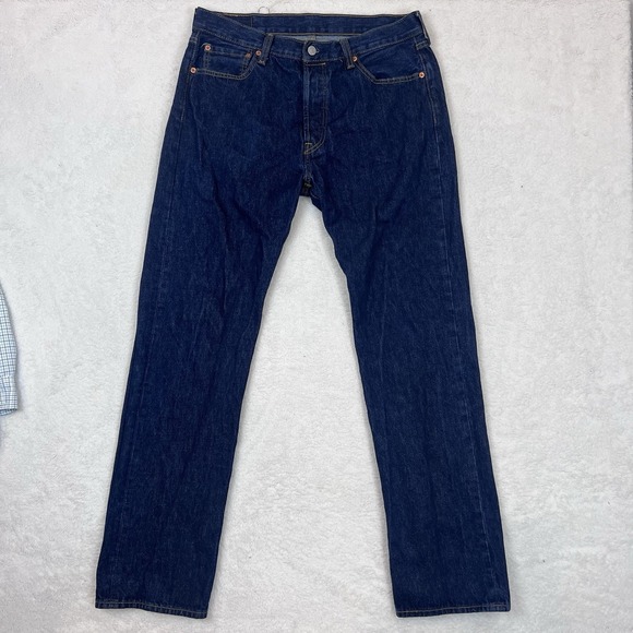 Levi's Other - Levis‎ 501 Jeans Men 34x34 (34x33 Actual) Dark Blue Button Fly